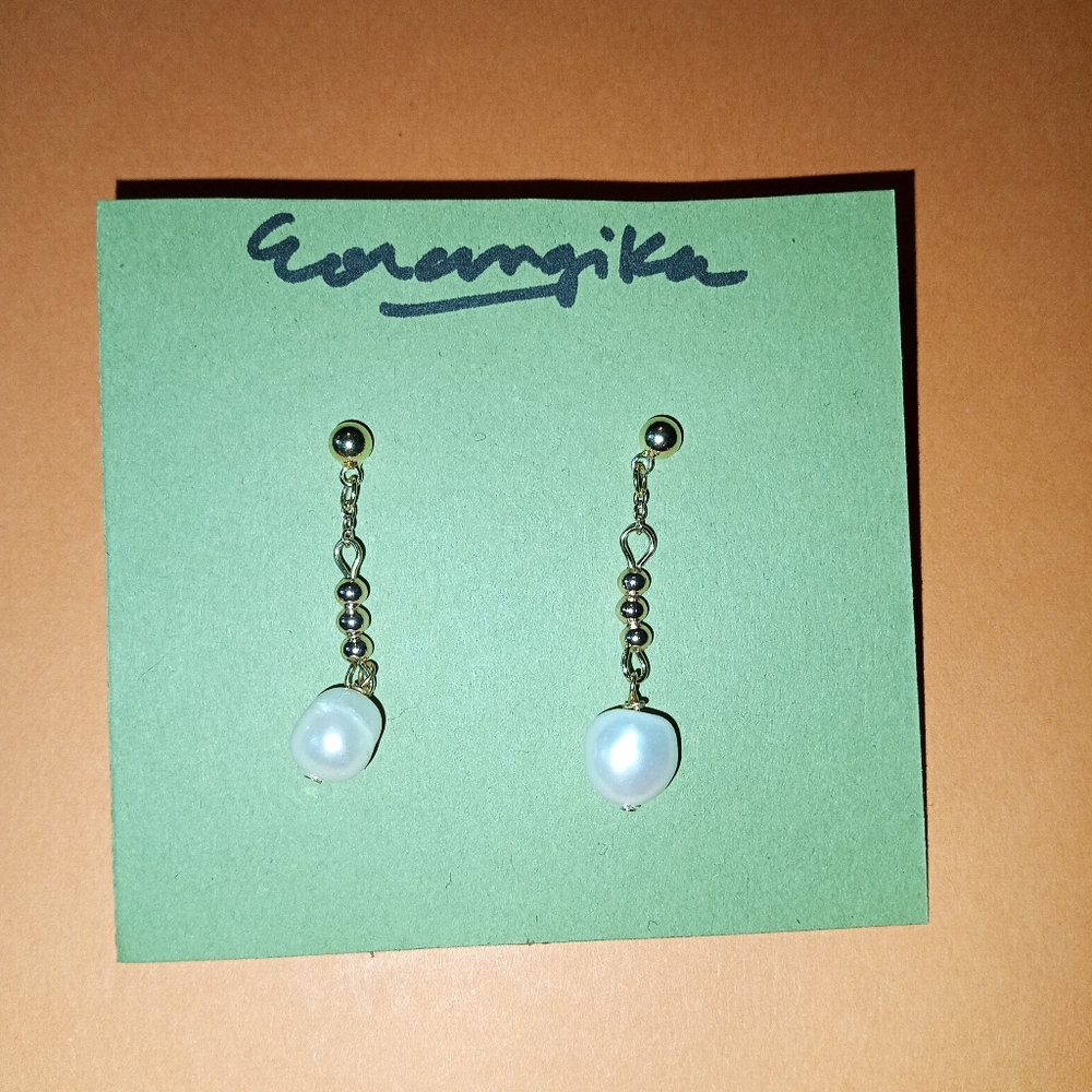 18K Gold Plated and Pearl Earrings